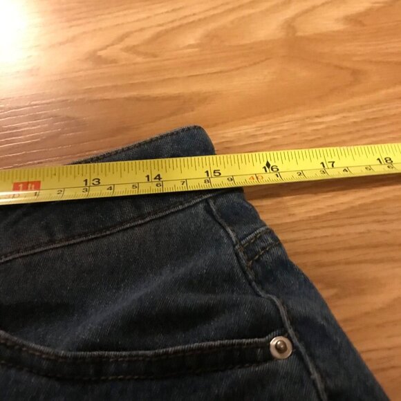 Allegra Denim Midi Skirt Size Large With Frayed Hem & Snap Button Detail - Picture 14 of 14